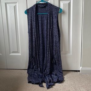 Long purple vest cardigan.